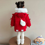 女童卡通猫咪棉服冬季2025新款女加绒加厚冬装时髦超好看棉衣P130，童装棉衣，祺妙童装