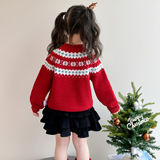 女童加厚毛衣冬装2025新款洋气儿童圣诞节衣服冬季针织打底衫P72，童装毛衣，祺妙童装