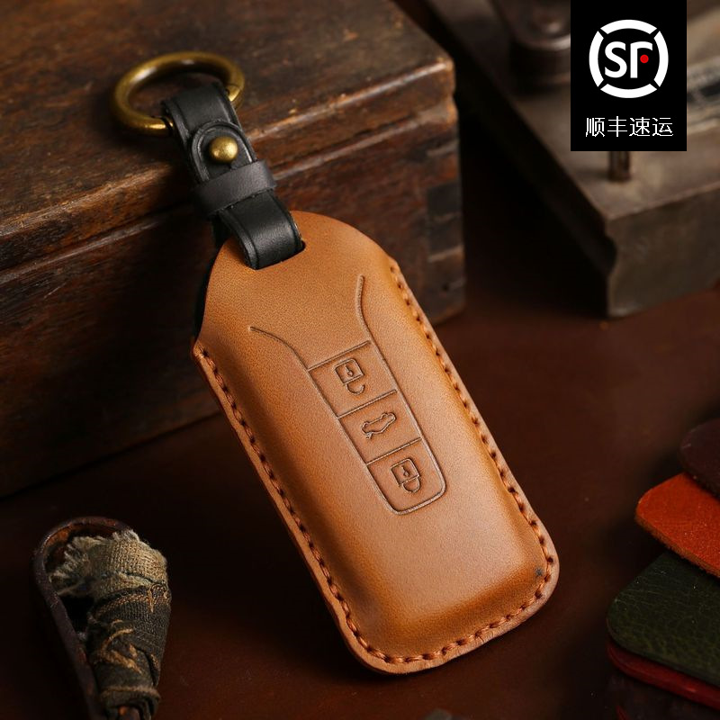适用于大众钥匙套途锐专用真皮汽车钥匙包手工制作保护壳扣