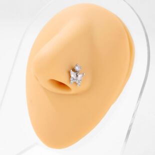 蝴蝶鼻钉L杆超闪锆石流苏吊坠鼻环辣妹高级感创意穿刺饰品女