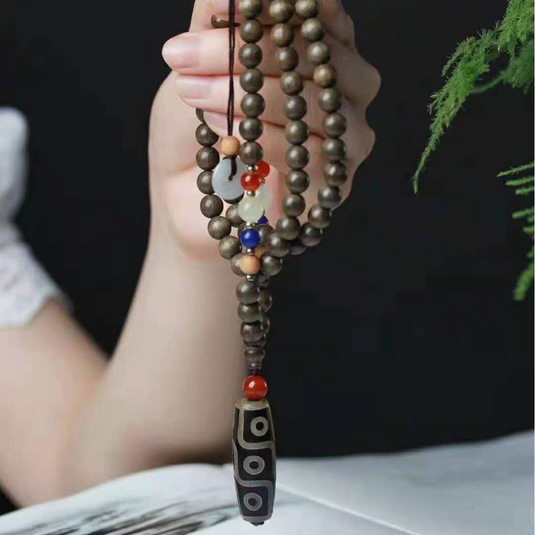 金丝楠阴沉木+天珠 芭比檀香DIY玉石玛瑙 播间粉丝福利引流款女