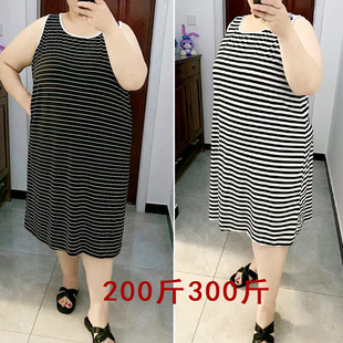 200-320斤加肥特大码夏季无袖背心裙胖妈女士薄款家居连衣裙睡裙