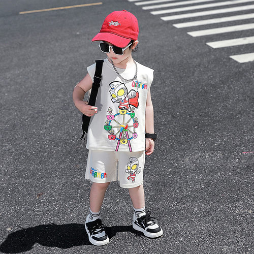 奥特曼衣服男童背心套装宝宝夏季2026薄款运动服洋气儿童无袖童装