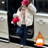 女童2025年冬季新款小清新冰淇淋刺绣棉衣女大童加绒保暖可爱棉服，童装棉衣，祺儿童装