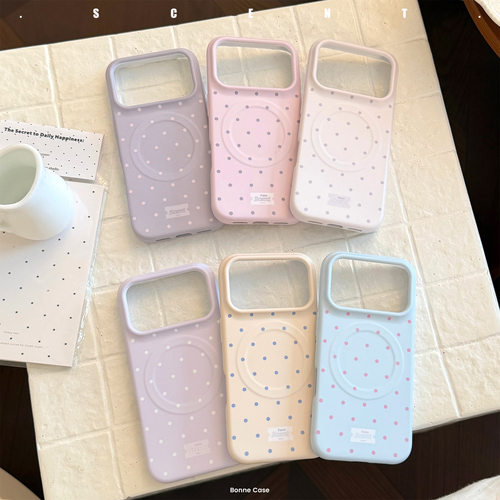Korean-style small polka dots magnetic soft case适用iphone 13 14 15 16 17 pro max