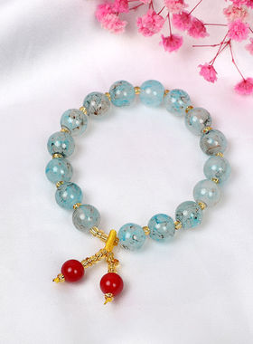 红豆晶弹力线手链韩国水晶佛系少女手串手饰流行情侣礼物地摊货源