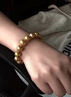 玻璃珍珠仿南洋296海水珍珠爆款手链小众精致级大金珠手链手饰