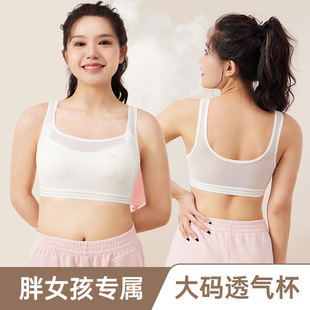 高中生胖女孩内衣女初中学生青春期大码少女文胸纯棉薄款透气背心