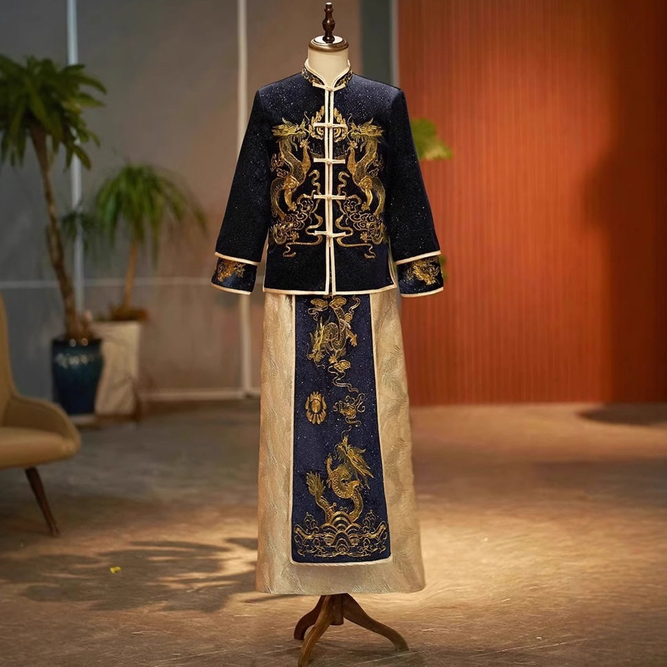 士秀禾服新郎新款结婚中式婚服唐装汉服敬酒礼服大码秀和服