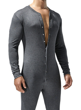 男士连衣TAUWELL性感弹力修身连体睡衣欧美风家居健身服连体衣裤