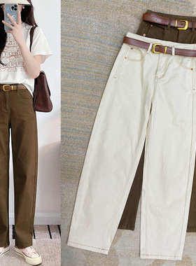 女哈伦牛仔裤窄版美式复古弹力显瘦秋季端欧货加长老爹裤潮品新款