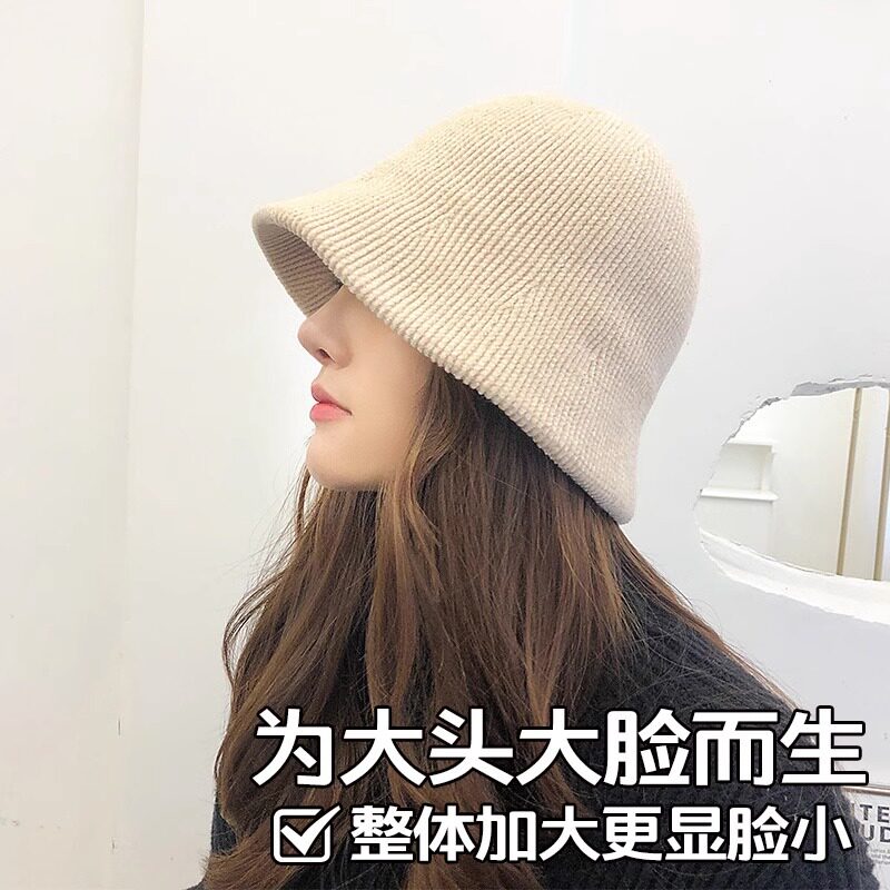 秋冬简约大头围保暖帽子女雪尼尔帽子