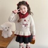 女童一体绒卡通毛衣秋冬季2025新款女加厚保暖冬装休闲针织衫P74，童装毛衣，祺妙童装