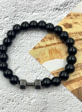 新款串珠手链火山石哑铃欧美饰品女士天然石松石跨境热款配饰