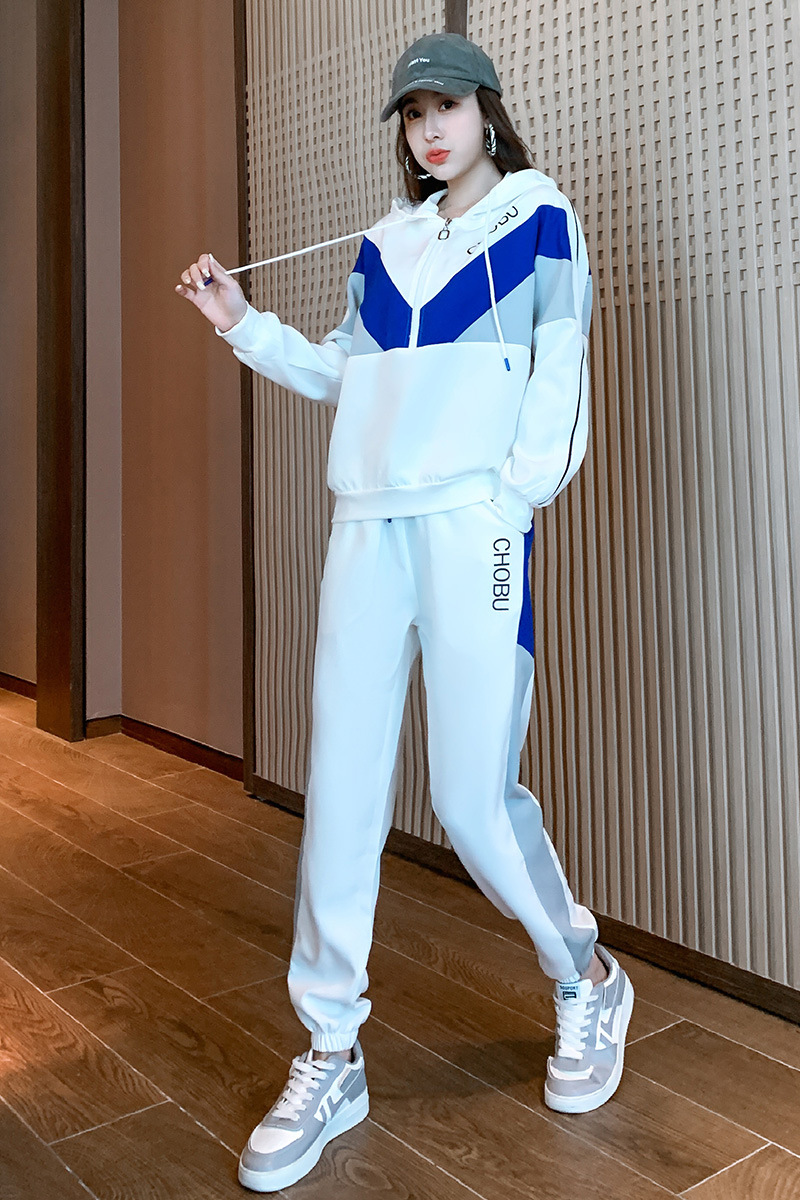 户外时尚休闲运动套装女款长袖拼色宽松显瘦晨跑运动服居家潮派女