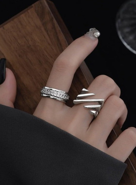 S925银食指戒子东亚银堡银韩版