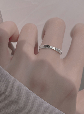 星河戒指个性磨砂星光闪闪素圈开口食指指环简约莫比乌斯情侣对戒