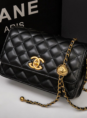 轻奢方胖子小金球发财包肩斜挎包小香风菱格链条大牌金珠小方女包