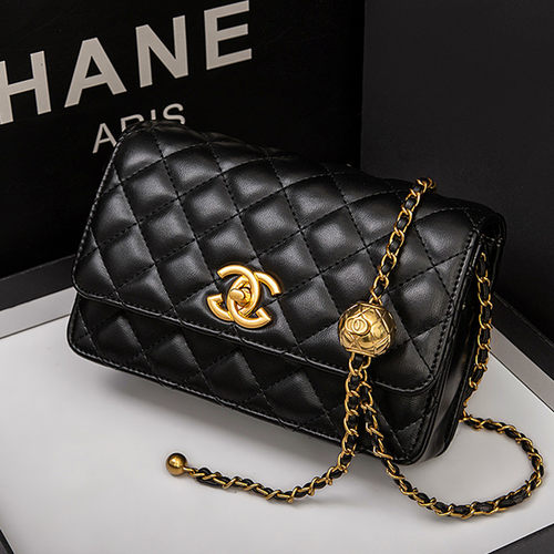 方胖子小金球发财包百搭肩斜挎包小香风菱格链条大牌金珠小方女包