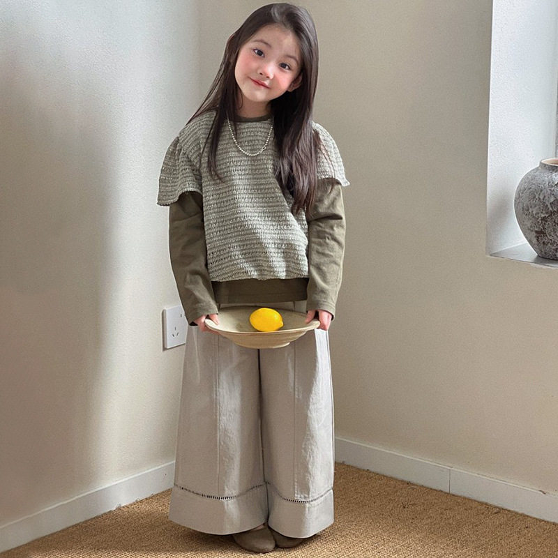 女童春秋装2026新款条纹针织衫长袖打底上衣休闲阔腿裤潮流三件套,童装/婴儿装/亲子装,套装,淘宝优惠券,粉丝福利购,淘宝优惠卷