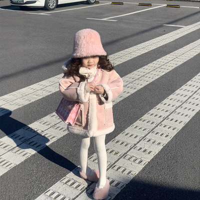 女童加厚毛毛衣冬季连帽