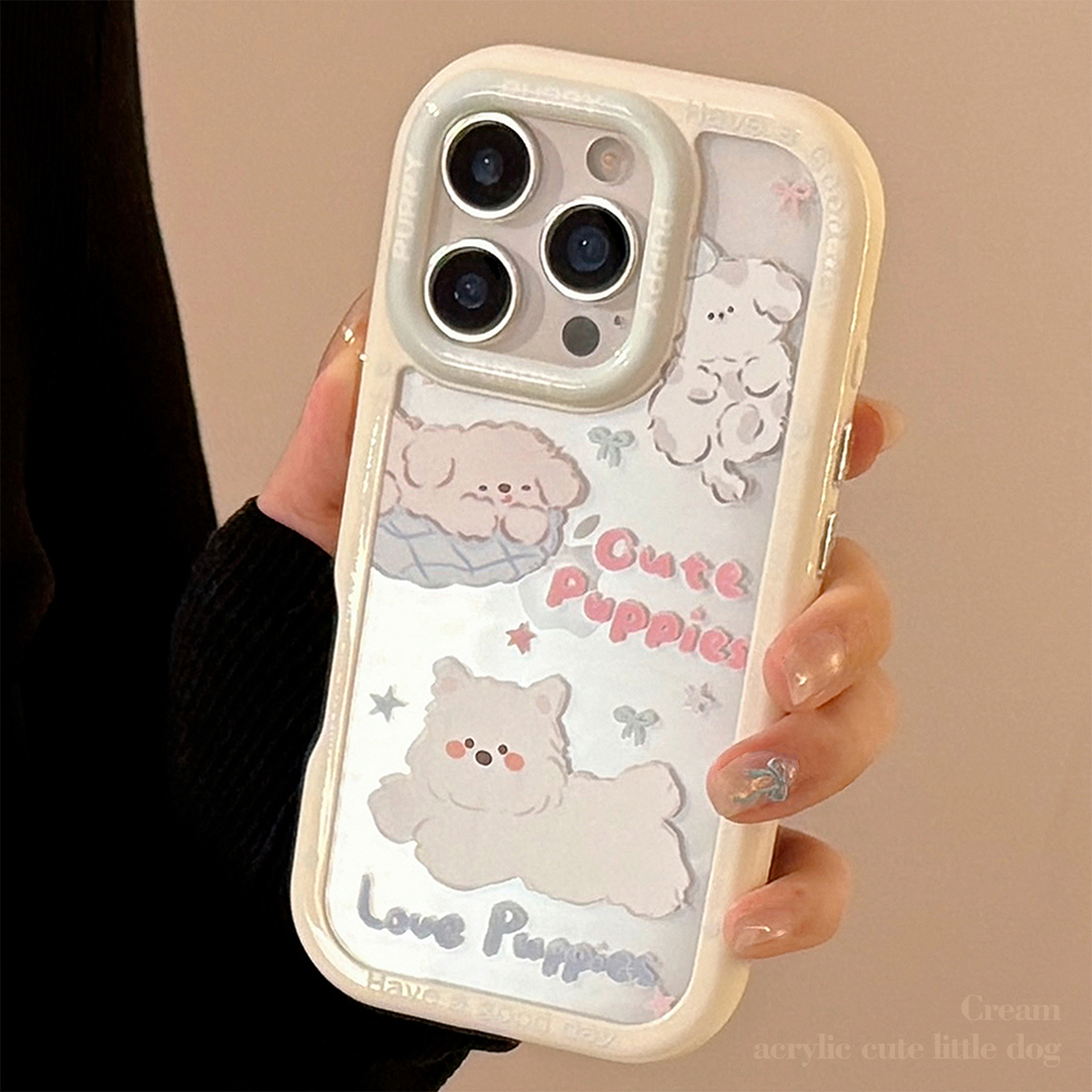 奶蓝卡通小狗适用苹果16手机壳15ProMax亚克力iPhone13硬14韩系11