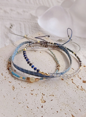 手工编织串珠细小手链女日本Miyuki米珠简约气质开端同款叠戴手饰