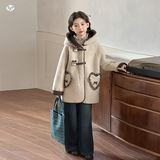 女童2025年秋冬新款羊羔绒外套儿童加绒加厚上衣女大童洋气毛毛衣，童装外套，祺儿童装