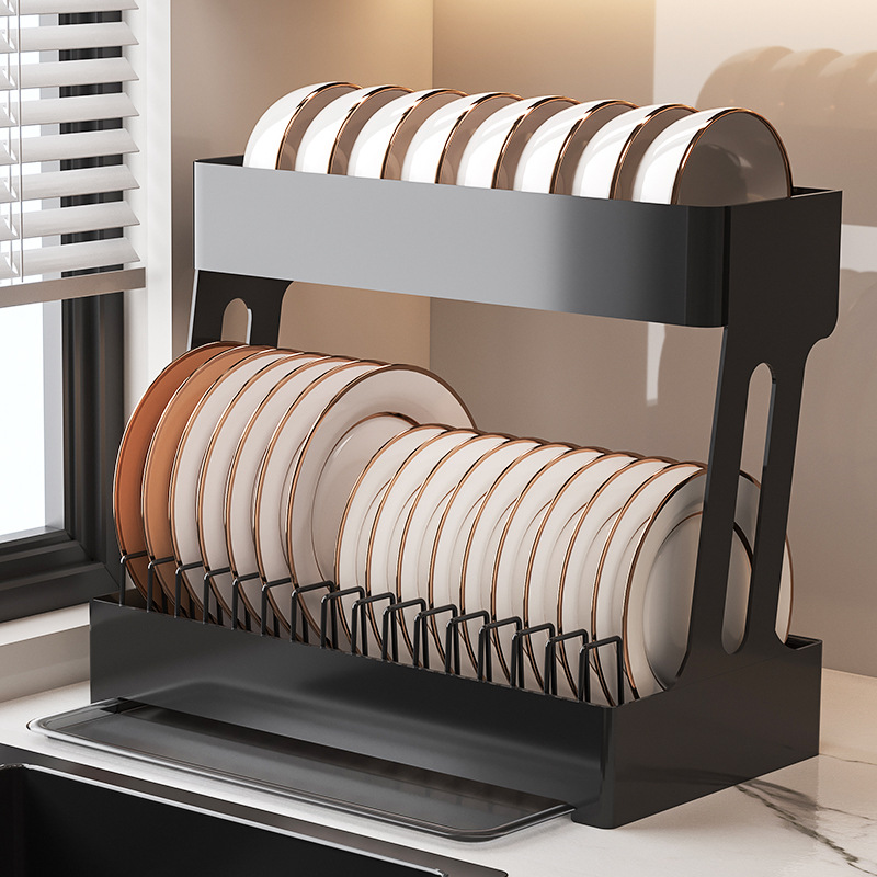 厨房碗碟架沥水架多功能台面双层置物架收纳架家用水池旁放碗架子