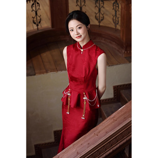 新中式旗袍女2026新款夏敬酒服新娘订婚礼服裙女端轻奢小众晨袍