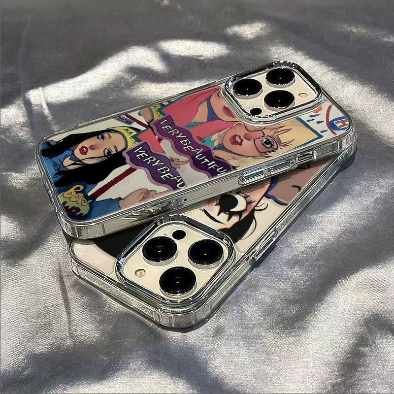 动漫女孩金属相框透明苹果iPhone