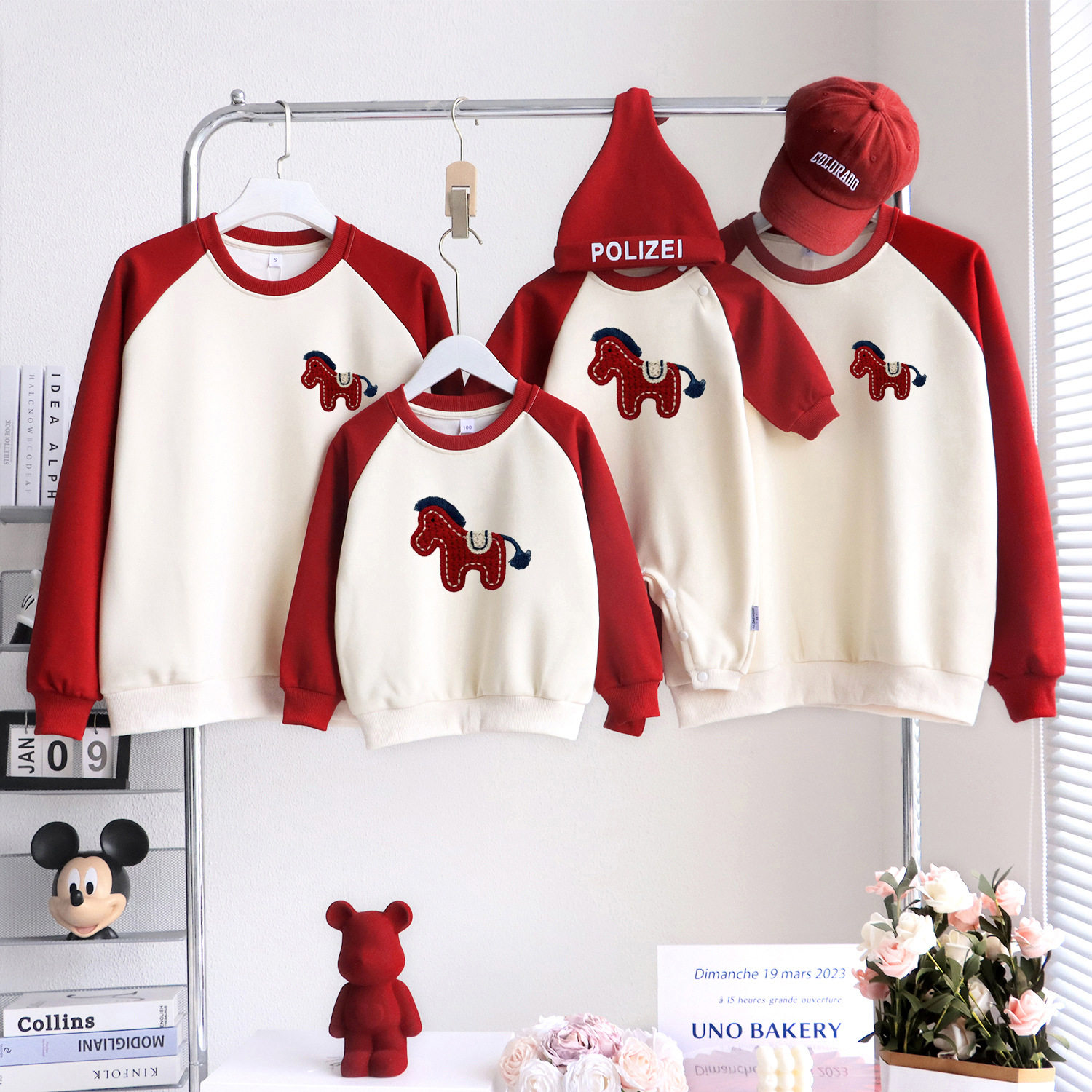 马年亲子装一家三口级感冬装四口母子母女婴儿爬服长袖卫衣2026