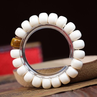 精品纯白天然鹿角手串佛珠圈老型桶鹿角直切藏式手链男女文玩