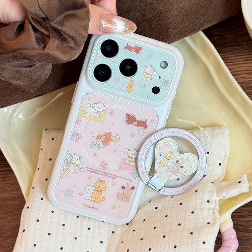 AceCase少女心小狗适用iphone16手机壳苹果17PROMAX全包15可爱磁吸支架14硬13卡通