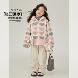 女童毛绒外套儿童棉服摇粒绒洋气加厚童装冬装2025新款内里夹棉