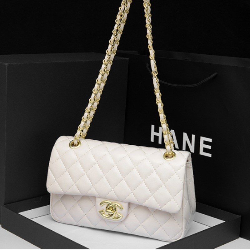 真皮CF香奶奶款菱格链条包女肩百搭时尚斜挎包品质手提女包