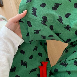 小黑猫 全棉磨毛长裤休闲宽松睡裤女可外穿居家长裤女