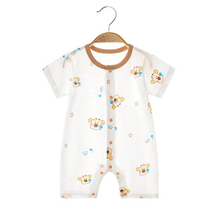 短袖 日本婴儿夏季 连体衣夏款 超薄对门纯棉哈衣儿童空调服新生爬服