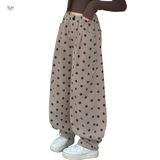 女童加绒波点裤2025年秋冬新款中大童休闲阔腿裤灯笼裤宽松弯刀裤，童装裤子，祺儿童装