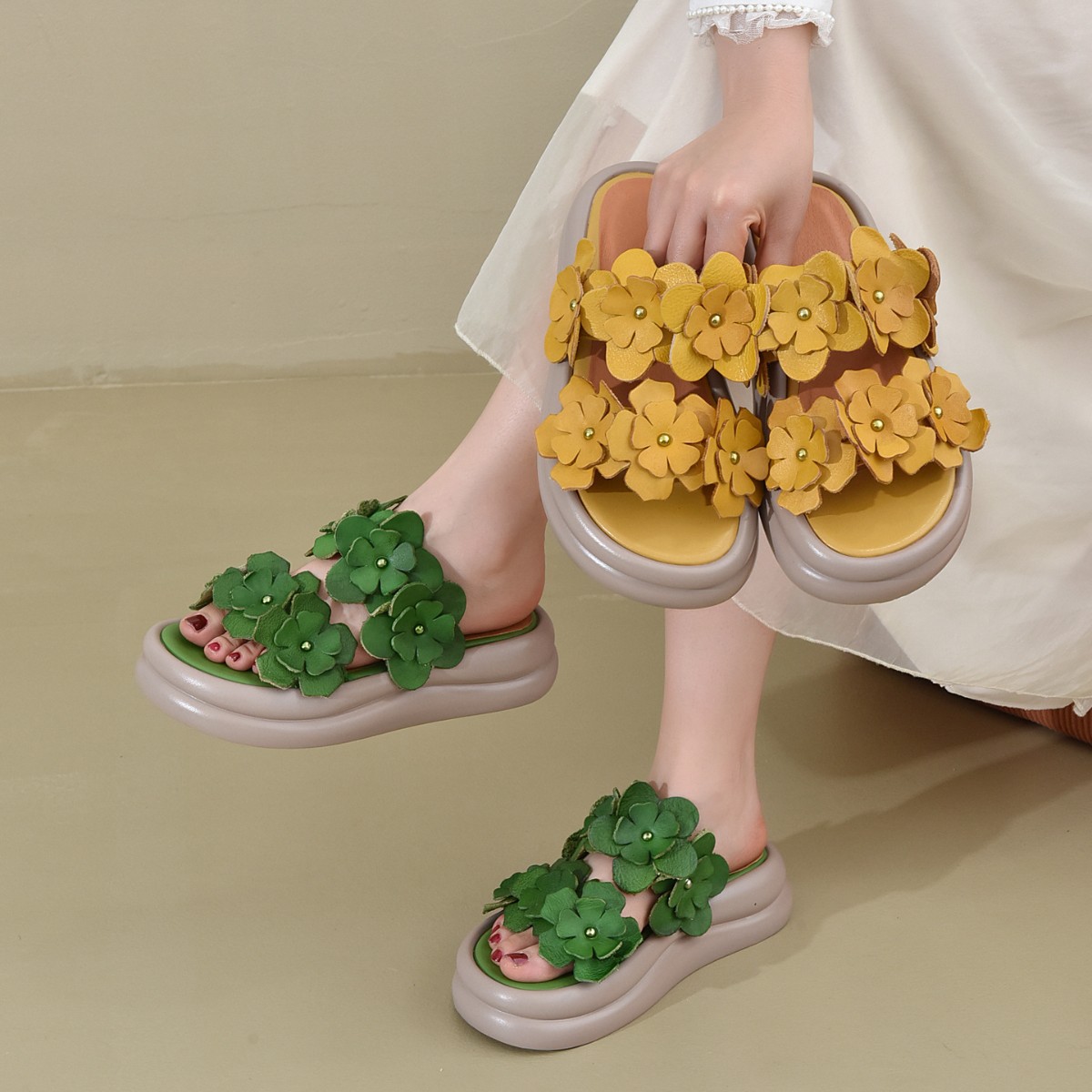 龍林厚底松糕底拖鞋松糕百搭