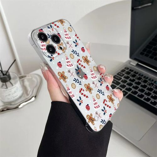 Clear Frameless Phone Case Christmas Tree Man Holiday Style 适用 iPhone 18 17 16 15 Protective Cover