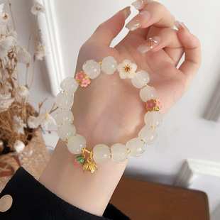 步生莲~超仙甜美清新琉璃莲花手串轻奢手作寺庙文创旅游纪念手链