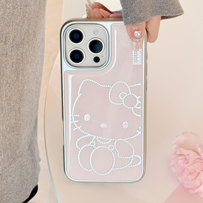 AceCase鎏金iphone16手机壳15promax粉色卡通KT猫咪14苹果13滴胶12适用卡通11