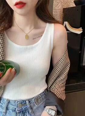 螺纹背心女夏外穿薄款冰丝吊带西装内搭打底工字无袖T恤上衣夏装