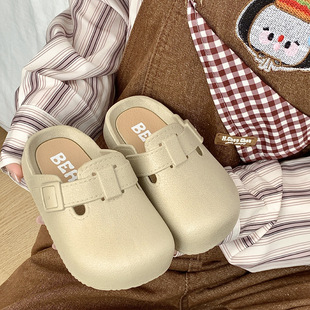 可爱软底女孩室内防滑凉拖鞋 复古风包头儿童拖鞋 女春夏外穿韩版