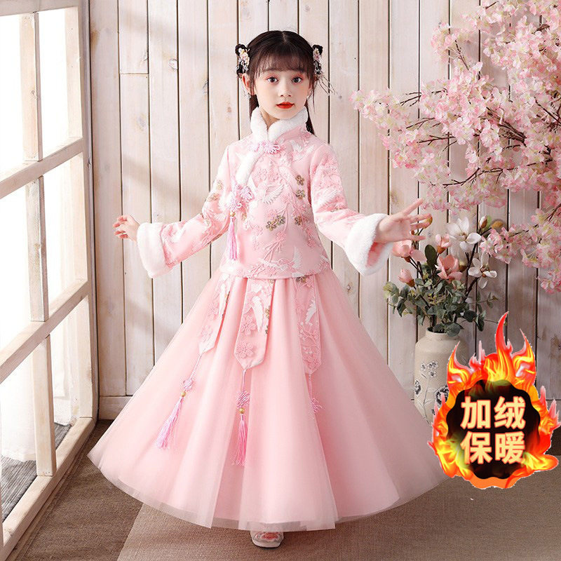 汉服套装童装刺绣秋冬季两件套女