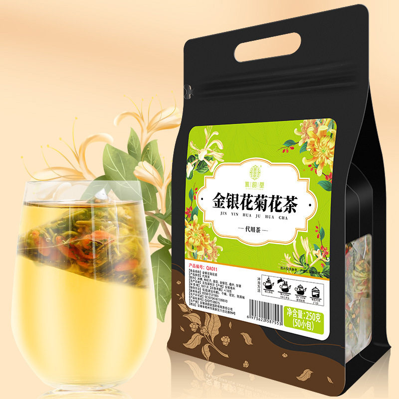 谯韵堂三角包金银花菊花茶