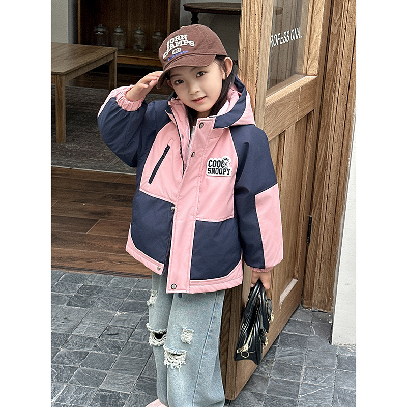 史努比儿童羽绒服2024年冬季新款男童两件套羽绒上衣女童保暖外套