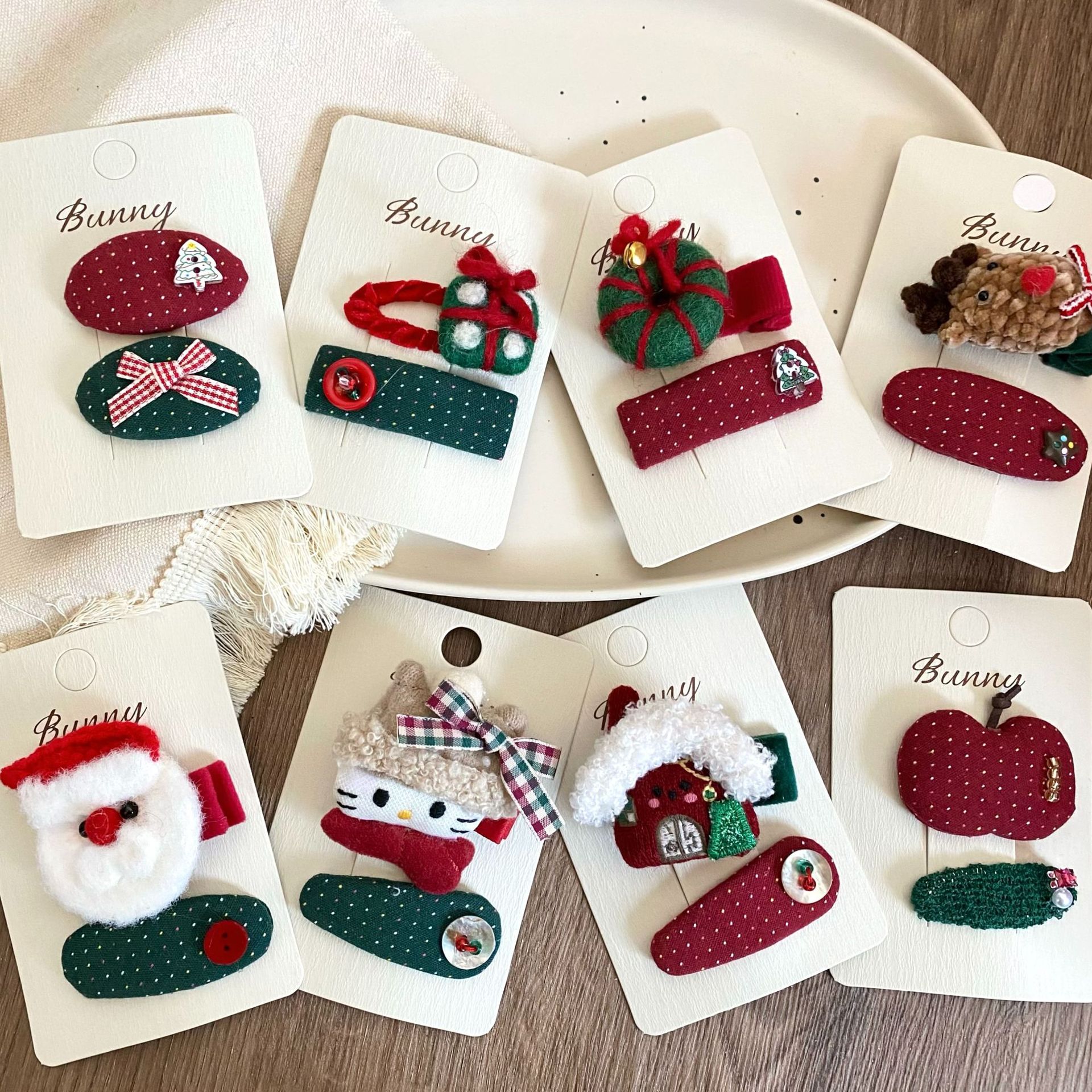 圣诞款星星蝴蝶结卡通儿童发夹发卡边夹刘海夹