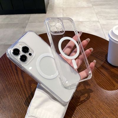 精孔Acrylic magnetic transparent clear case适用iphone 11 12 13 14 15 16 plus 17 pro max